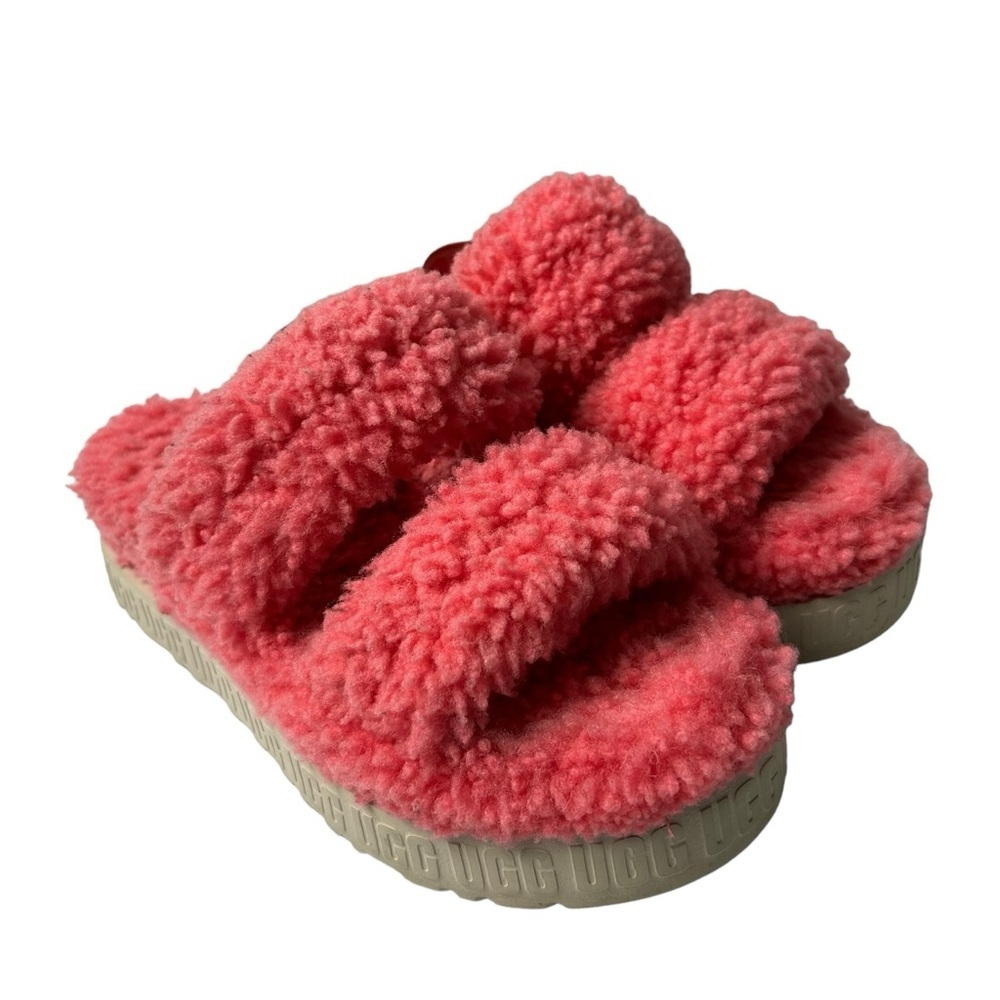UGG Oh Fluffita Women's Shearling Slingback platform Sandal Slipper Pink Size 9